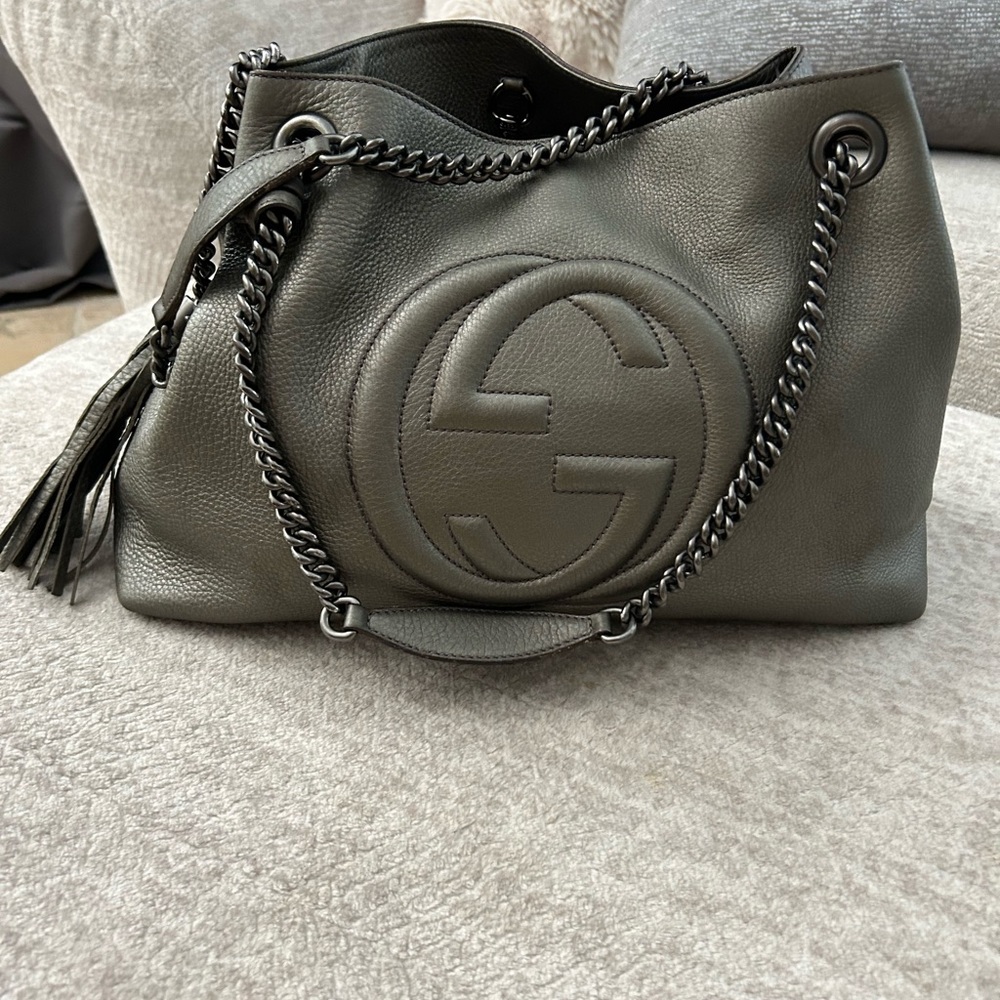 Gucci classic gunmetal gray, authentic handbag!